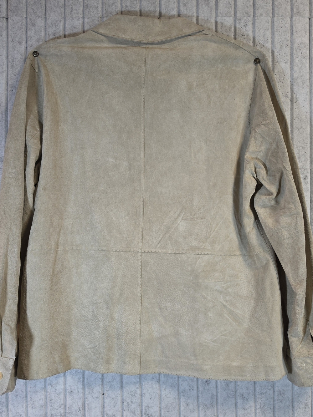 Siena Studio Genuine Leather Suede Shirt Jacket Women’s XL Beige Button Front - Picture 3 of 3